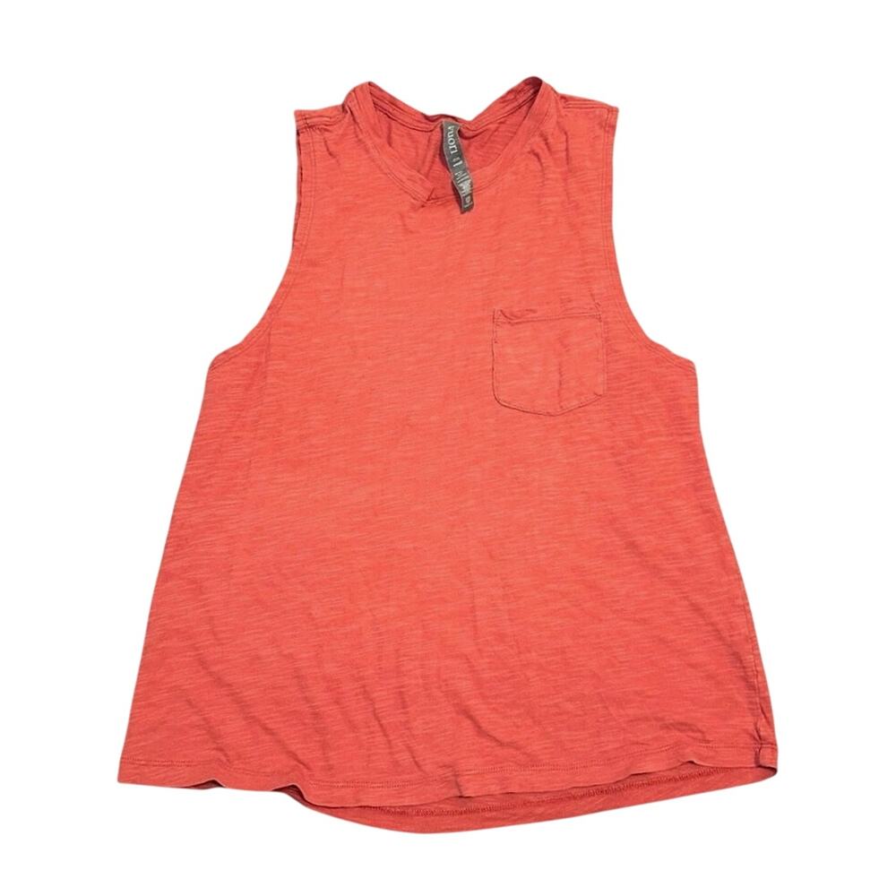 Vuori Sunset Tank Pima Cotton Slub Pocket Coastal Athleisure Faded Red Small